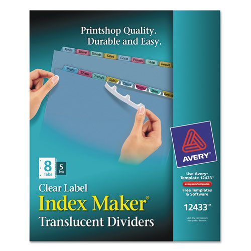 Avery-dennison 12433 Index Maker Print & Apply Clear Label Plastic Dividers, 8-tab