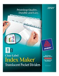 Avery-dennison 23121 Index Maker Print & Apply Clear Label Plastic Dividers, 8-tab Letter