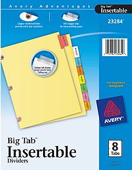 Avery-dennison 23284 Insertable Big Tab Dividers, 8-tab Letter