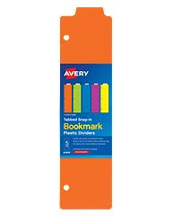 Avery-dennison 24908 5 Tabbed Snap-in Bookmark Plastic Dividers, Assorted Solid Color, 3 X 11.5 In.