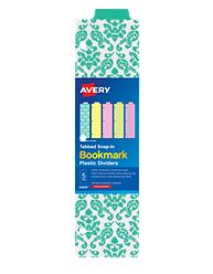 Avery-dennison 24909 5 Tabbed Snap-in Bookmark Plastic Dividers, Assorted Prints, 3 X 11.5 In.