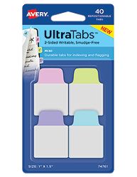 Avery-dennison 74761 Ultra Tabs Repositionable Tabs, Blue, Green, Pink & Purple - 1 X 1.5 In.