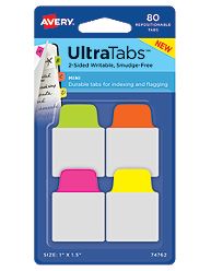 Avery-dennison 74762 Ultra Tabs Repositionable Tabs, Green, Orange, Pink & Yellow - 1 X 1.5 In.