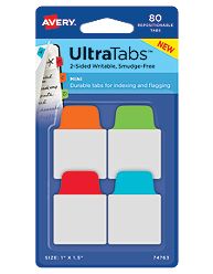 Avery-dennison 74763 Ultra Tabs Repositionable Tabs, Blue, Green, Orange & Red - 1 X 1.5 In.