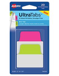 Avery-dennison 74764 Ultra Tabs Repositionable Tabs, Green & Pink - 2 X 1.8 In.