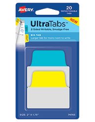 Avery-dennison 74765 Ultra Tabs Repositionable Tabs, Blue & Yellow - 2 X 1.8 In.