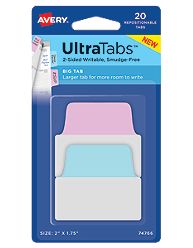 Avery-dennison 74766 Ultra Tabs Repositionable Tabs, Blue & Pink - 2 X 1.8 In.