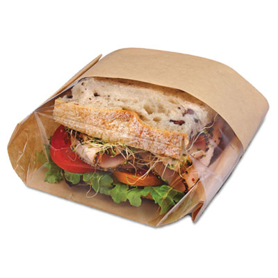 300094 Dubl View Sandwich Bags, Natural Brown - 9.5 X 5.75 X 2.75 In.