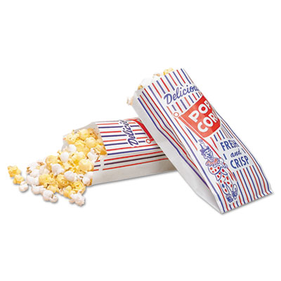 300471 Pinch-bottom Paper Popcorn Bag - Blue, Red & White