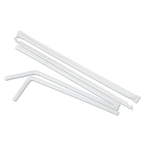 Flexible Wrapped Straws, White