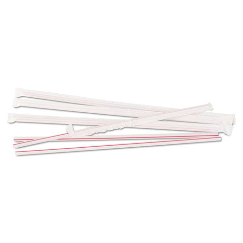 Jstw1025r4 Plastic Jumbo Straws, White With Red Stripe