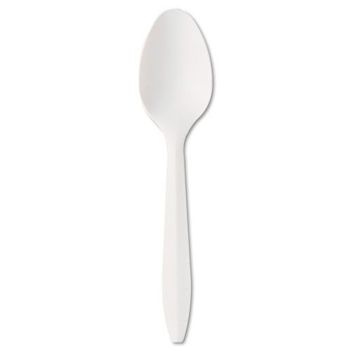 Spoonmwpp Mediumweight Polypropylene Cutlery Teaspoon, White