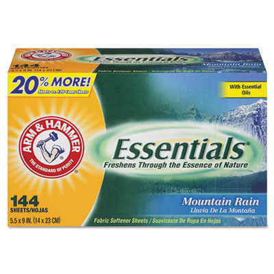 3320000102 Essentials Dryer Sheets, Mountain Rain - 144 Sheets Per Box