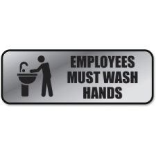 Consolidated Stamp 098205 Brushed Metal Office Sign, Employees Must Wash Hands - Silver