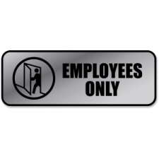 Consolidated Stamp 098206 Brushed Metal Office Sign, Employees Only - Silver
