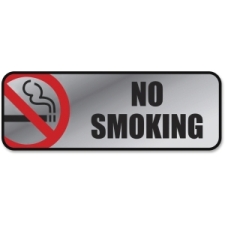 Consolidated Stamp 098207 Brush Metal Office Sign, No Smoking - Silver & Red
