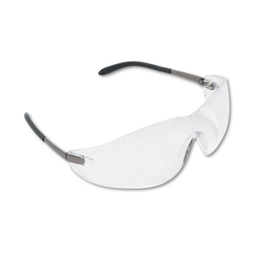 Crews S2110bx Blackjack Wraparound Safety Glasses, Chrome Plastic Frame, Clear Lens