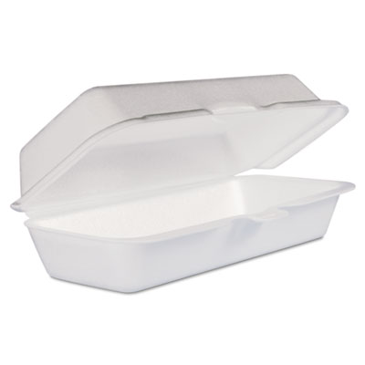 Dcc 72ht1 Foam Hot Dog Container With Hinged Lid, White