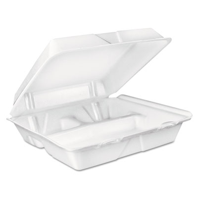 Dcc 90ht3r Large Foam Carryout, Food Container, 3-compartment - White
