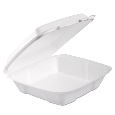 Dcc 90htpf1r Foam Hinged Lid Container, 1-compartment - White
