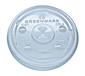Lgc1624 Greenware Cold Drink Lids, Fits 16-18, 24 Oz. Cups, X-slot, Clear
