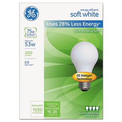General Electric 66248 53 Watt Energy Efficient A19 Bulb - Soft White
