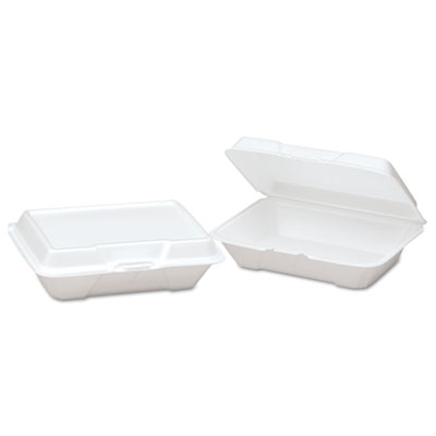 20600 Foam Hinged Carryout Container - Shallow, White