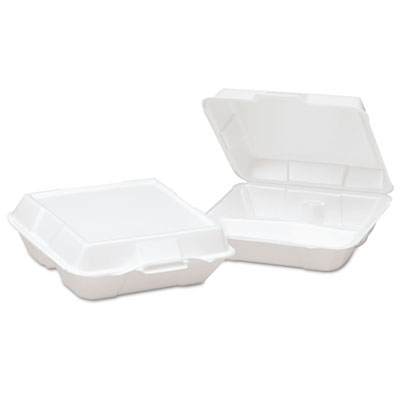 23300 Foam High Volume Hinged Container - 3-compartment, White