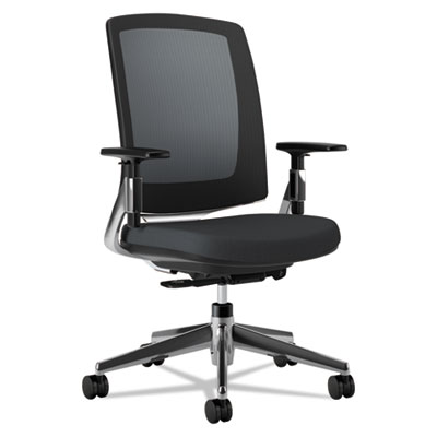 Hon Company 2283va10pa Lota Series Mesh Mid-back Work Chair, Black Fabric, Polished Aluminum Base