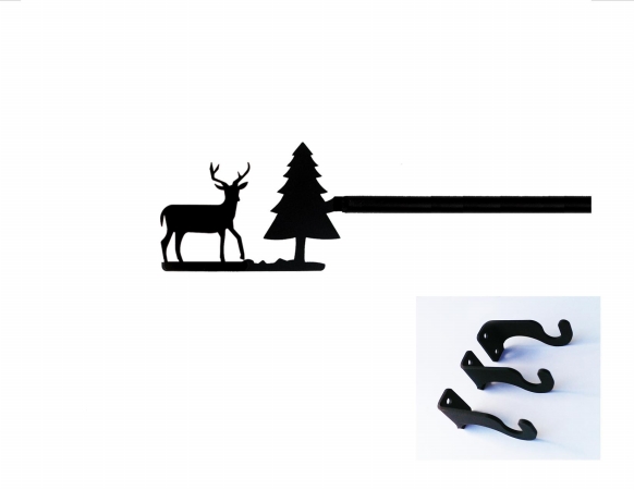 Cur-203-35-s Deer & Pine Curtain Rod - Small