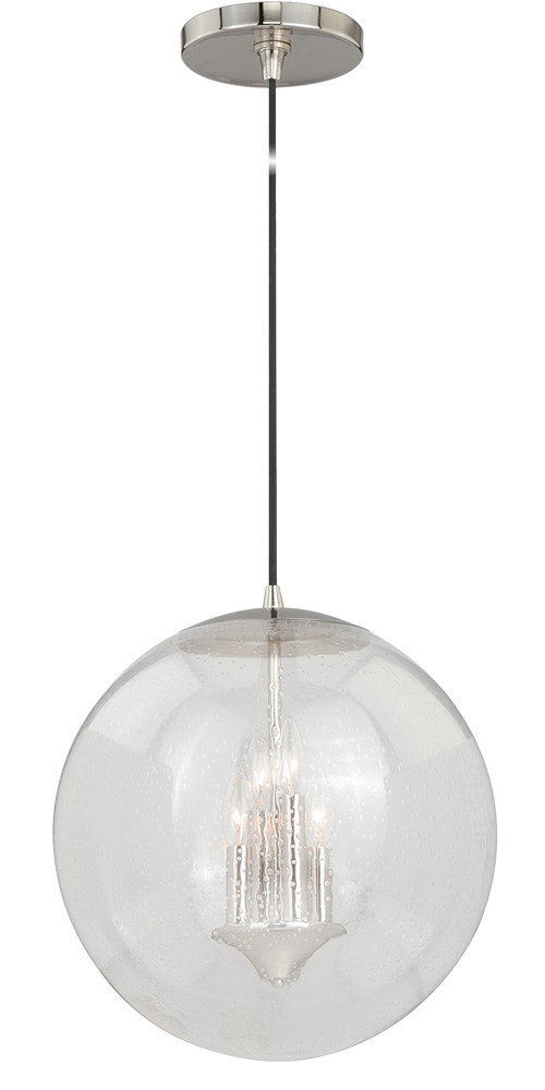 P0121 630 Series 15-3/4 In. Pendant Polished Nickel Clear Seeded Glass  Polished Nickel