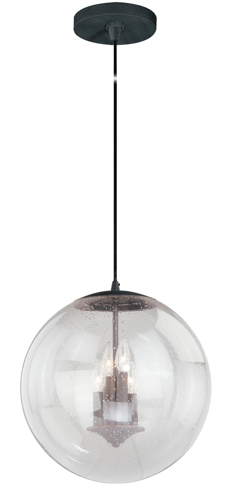 P0123 630 Series 15-3/4 In. Pendant Black Iron Clear Seeded Glass  Black Iron