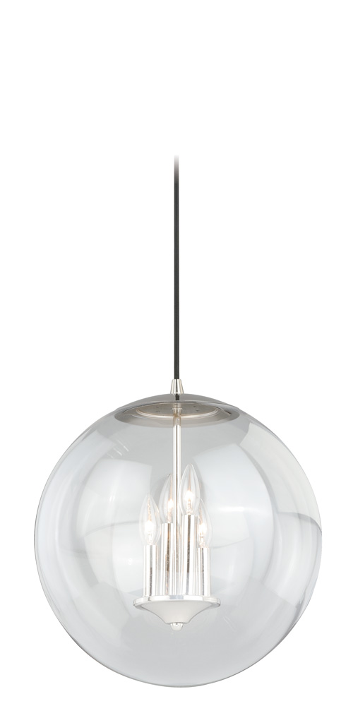 P0124 630 Series 15-3/4 In. Pendant Polished Nickel With Clear Glass  Polished Nickel