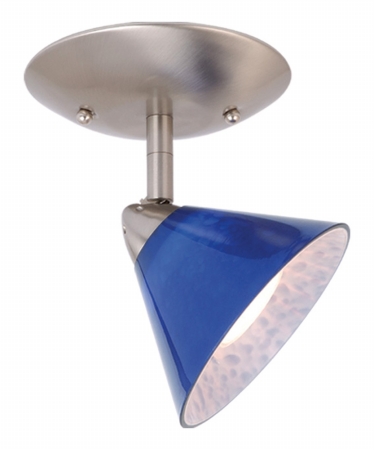 Ml-ccd003sn Milano 1l Ceiling Light With Blue Glass - Satin Nickel