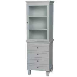 Wcv8000ltoy Bathroom Linen Tower In Oyster Gray With Shelved Cabinet Storage With 4 Drawers