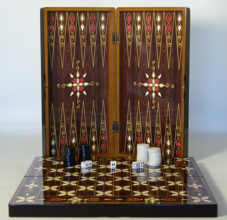 26274a White Pistachio Cluster Decoupage Backgammon Set