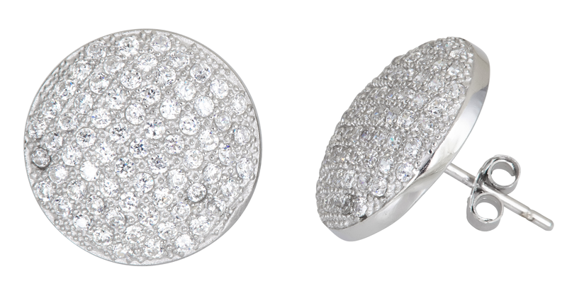 Ygi Group Sse209 Sterling Silver Disc Micropave Stud Earrings With Cubic Zirconia
