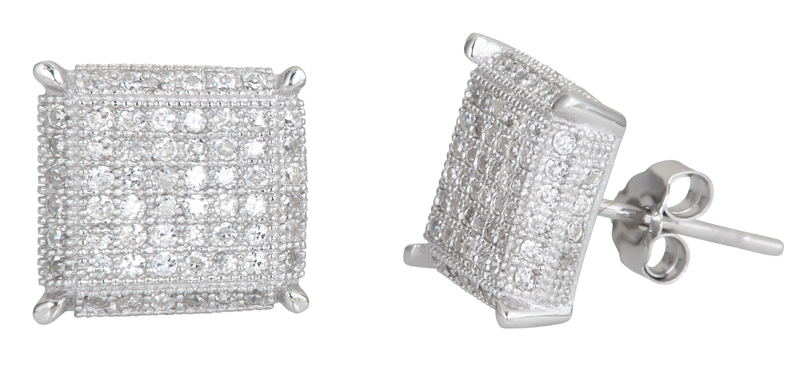 Ygi Group Sse213 Sterling Silver Square Micropave Stud Earrings With Cubic Zirconia