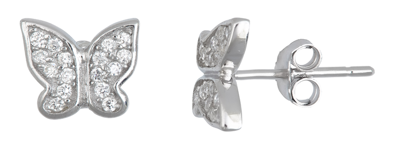 Ygi Group Sse216 Sterling Silver Butterfly Micropave Stud Earrings With Cubic Zirconia