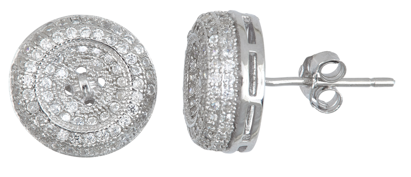 Ygi Group Sse218 Serling Silver Round Micropave Stud Earrings With Cubic Zirconia