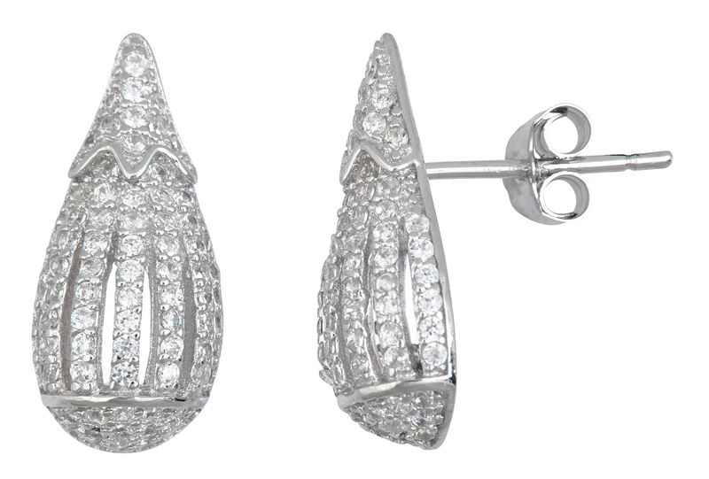 Ygi Group Sse220 Sterling Silver Fancy Micropave Stud Earrings With Cubic Zirconia