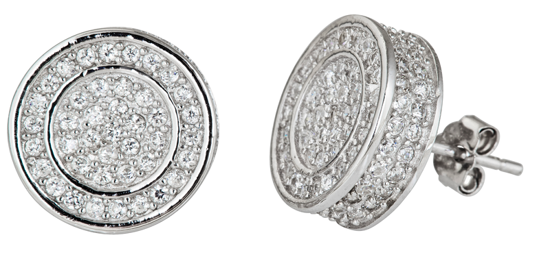 Ygi Group Sse255 Sterling Silver Round Micropave Stud Earrings With Cubic Zirconia