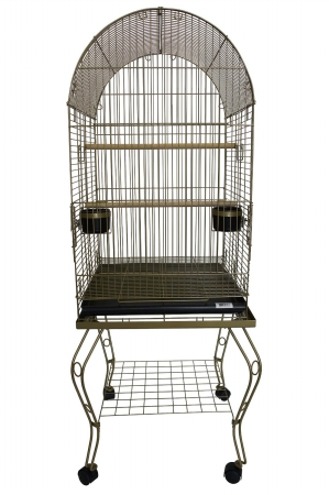 Ylm Group 600agold 20 In. Dome Top Parrot Cage With Stand, Gold
