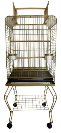Ylm Group 600hgold 20 In. Open Top Parrot Cage With Stand, Gold