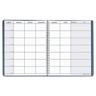 50907 Teachers Planner, Embossed Simulated Leather Cover - Blue
