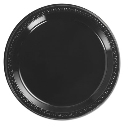 81409 9 In. Heavyweight Plastic Plates, Black