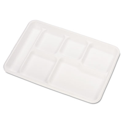 22021ct Heavy-weight Molded Fiber Cafeteria Trays, 6-compartment Plate