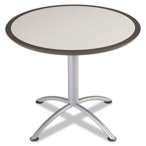 Round Seated Style Iland Table, Gray & Silver