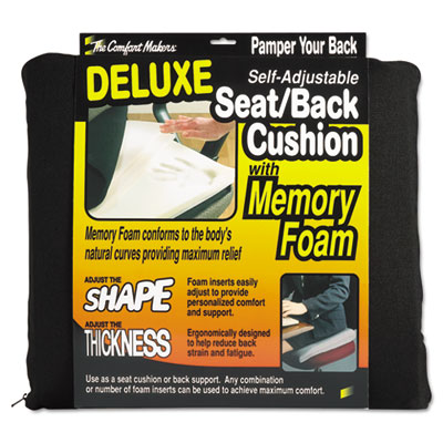 Master Caster 91061 Deluxe Seat & Back Cushion With Memory Foam, Black