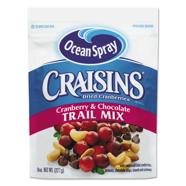 UPC 031200210746 product image for Ocean Spray Cranberries 21074 Craisins Cranberry Chocolate Trail Mix 8 oz. Bag | upcitemdb.com